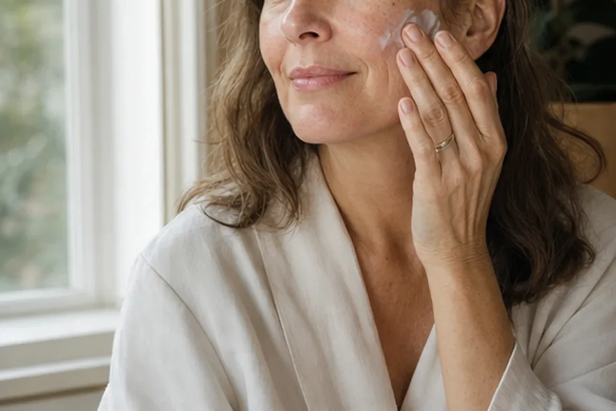 Emotionaler und authentischer Anwendungsmoment rund um Anti-Aging-Routine für unreine Haut