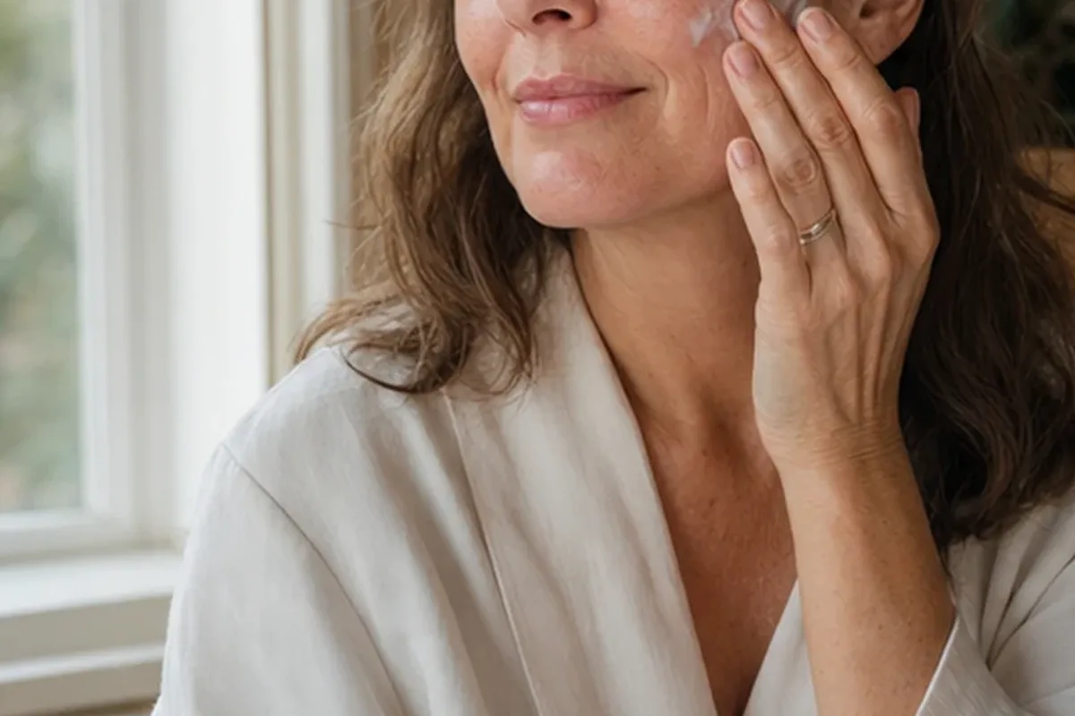Authentischer Wohlfühlmoment passend zum Beauty-Thema Retinol-Serum für fettige Haut