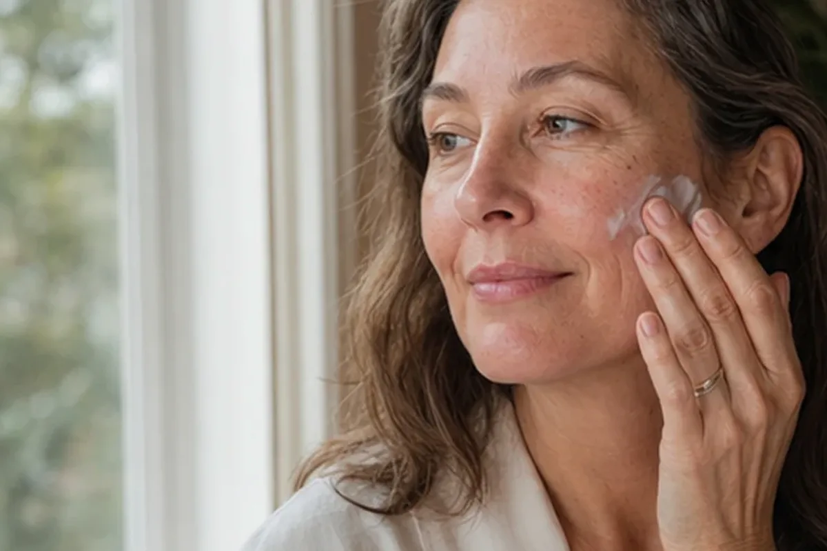 Authentischer Wohlfühlmoment passend zum Beauty-Thema Gesichtscreme für fettige Haut