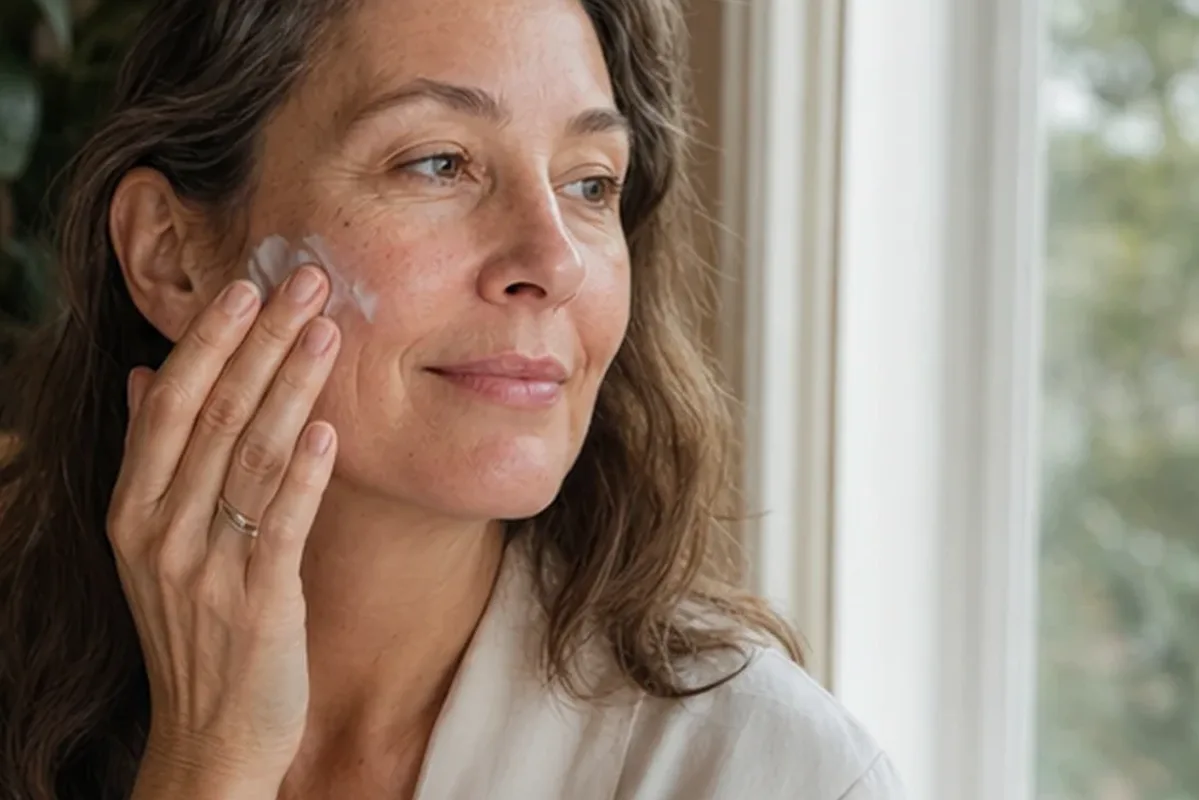 Authentischer Wohlfühlmoment passend zum Beauty-Thema Anti-Aging-Routine für Mischhaut