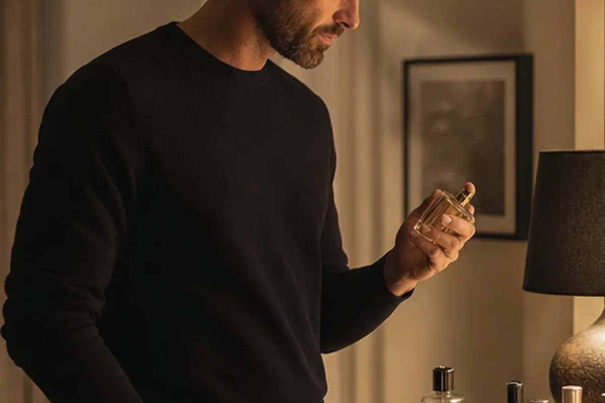 Emotionaler und authentischer Anwendungsmoment rund um Unisex-Parfum für einen eleganten Stil