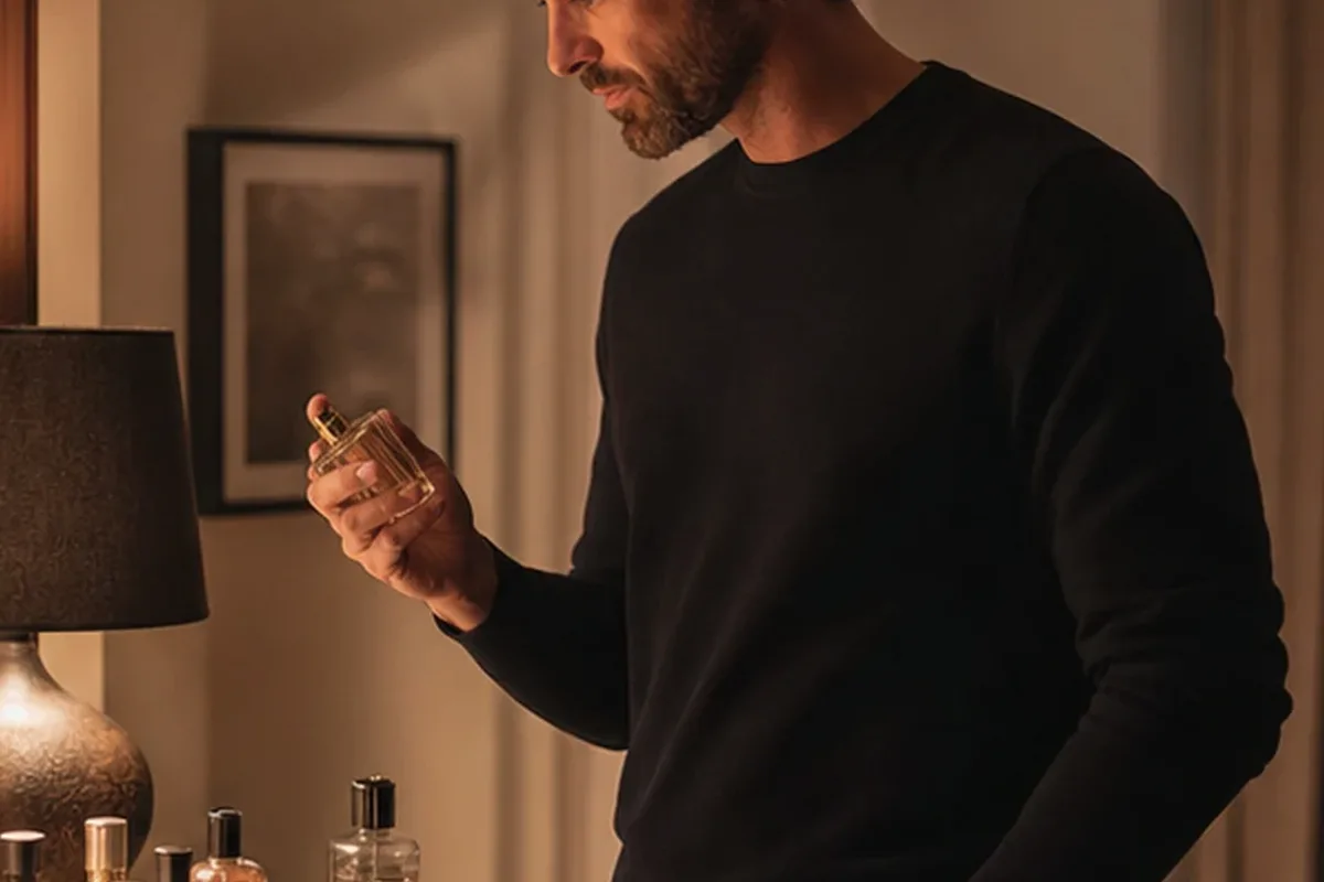 Emotionaler und authentischer Anwendungsmoment rund um Eau de Parfum bei kaltem Wetter