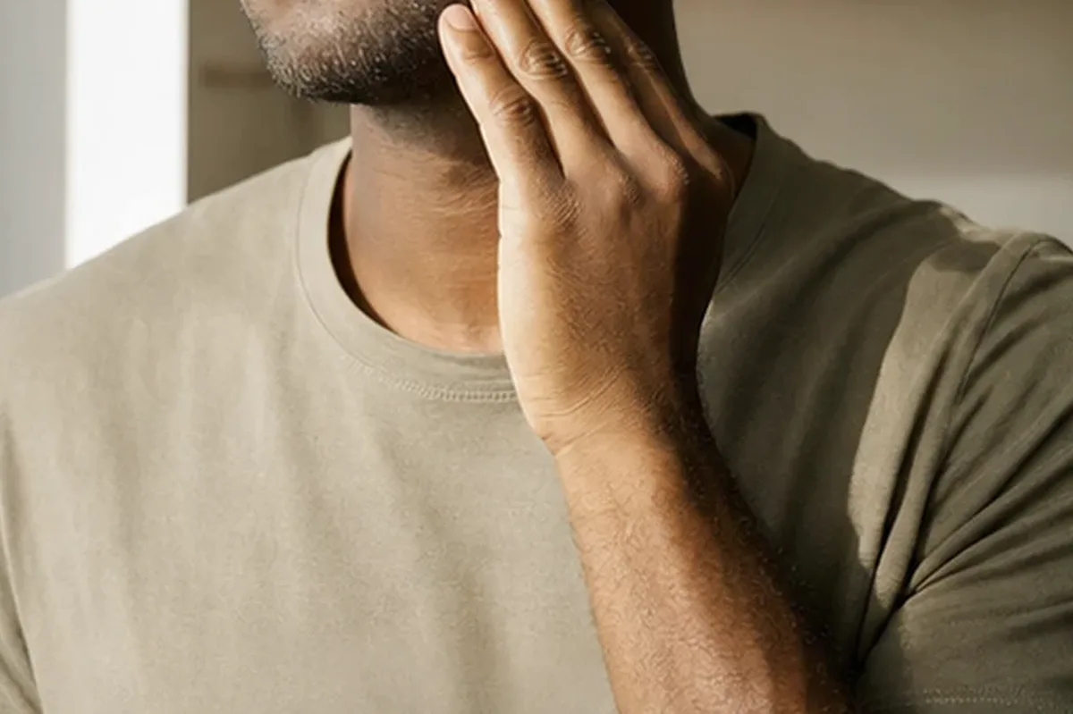 Emotionaler und authentischer Anwendungsmoment rund um After Shave bei wenig Zeit