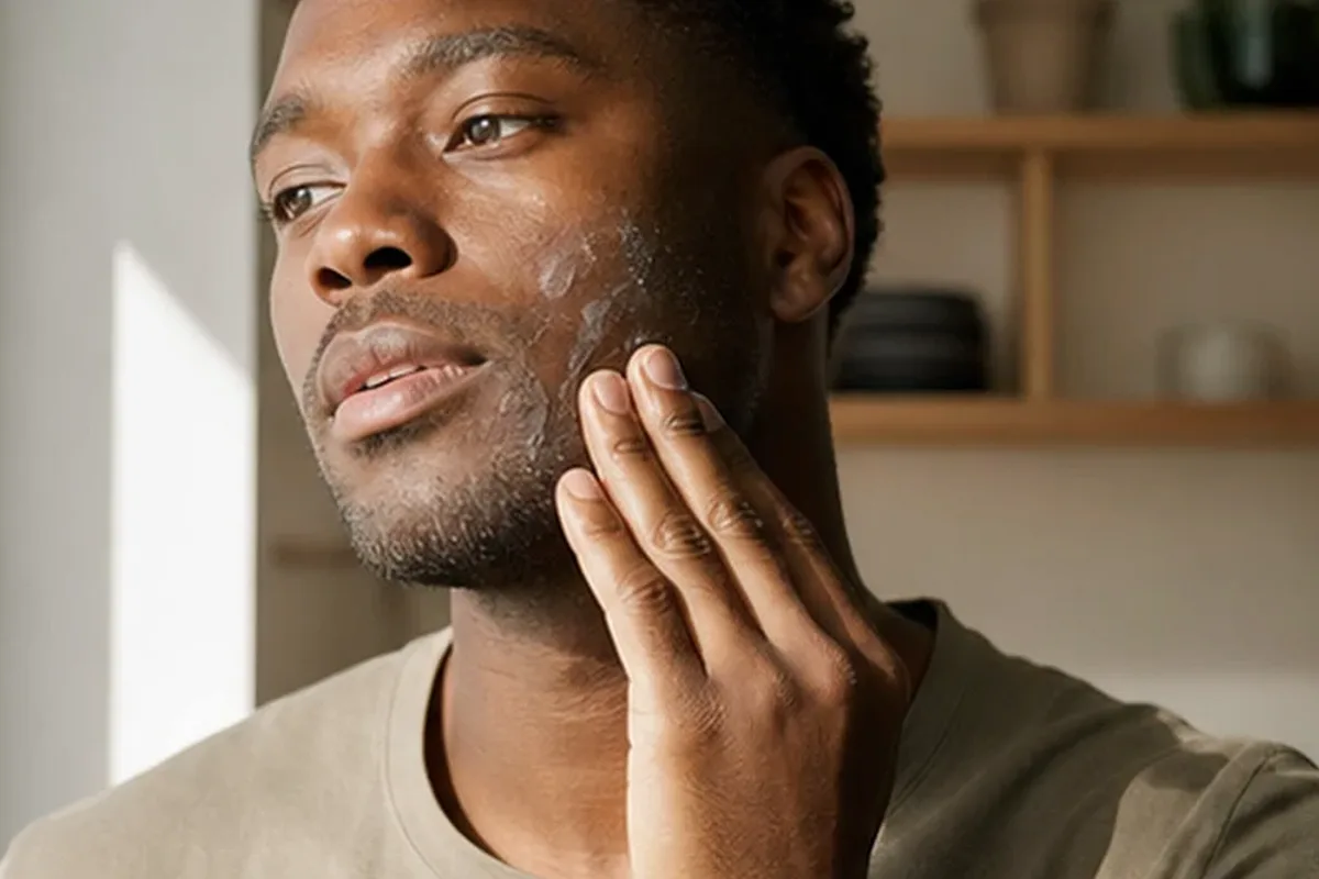 Hochwertige Beauty-Inszenierung zu Auswahlkriterien für Männer-Gesichtscreme für trockene Haut