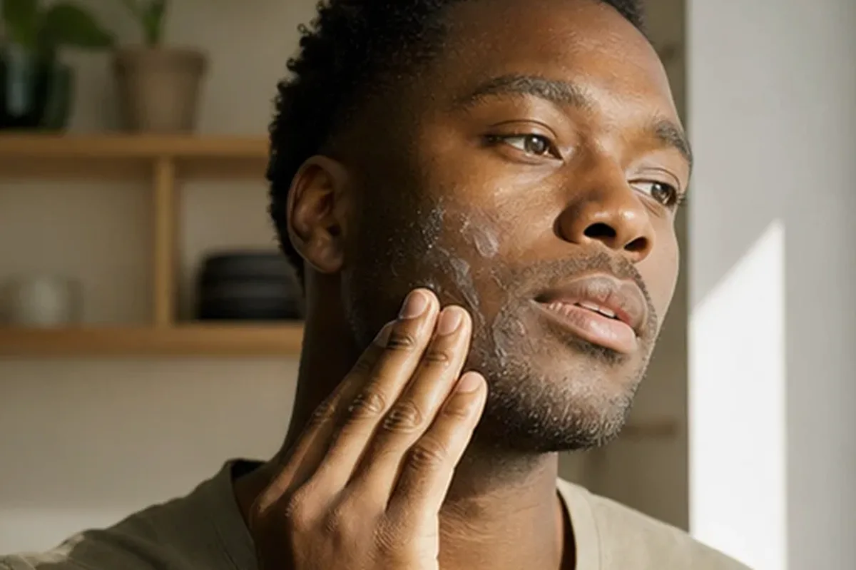 Authentischer Wohlfühlmoment passend zum Beauty-Thema Rasierschaum für fettige Haut