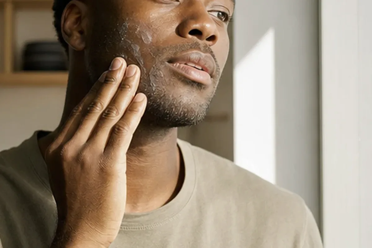 Redaktionelle Detailaufnahme zur Orientierung bei After Shave für empfindliche Haut