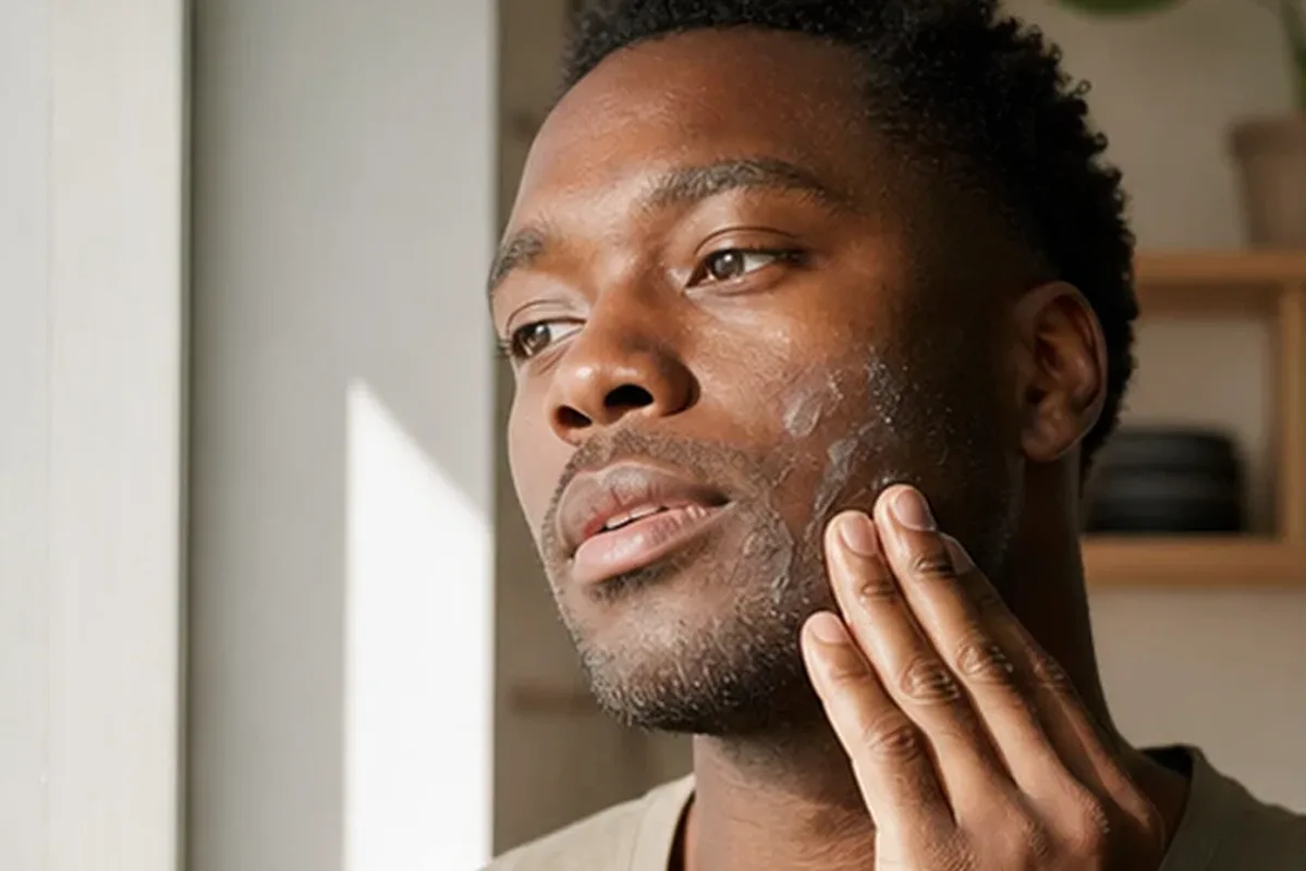 Redaktionelle Detailaufnahme zur Orientierung bei After Shave für trockene Haut