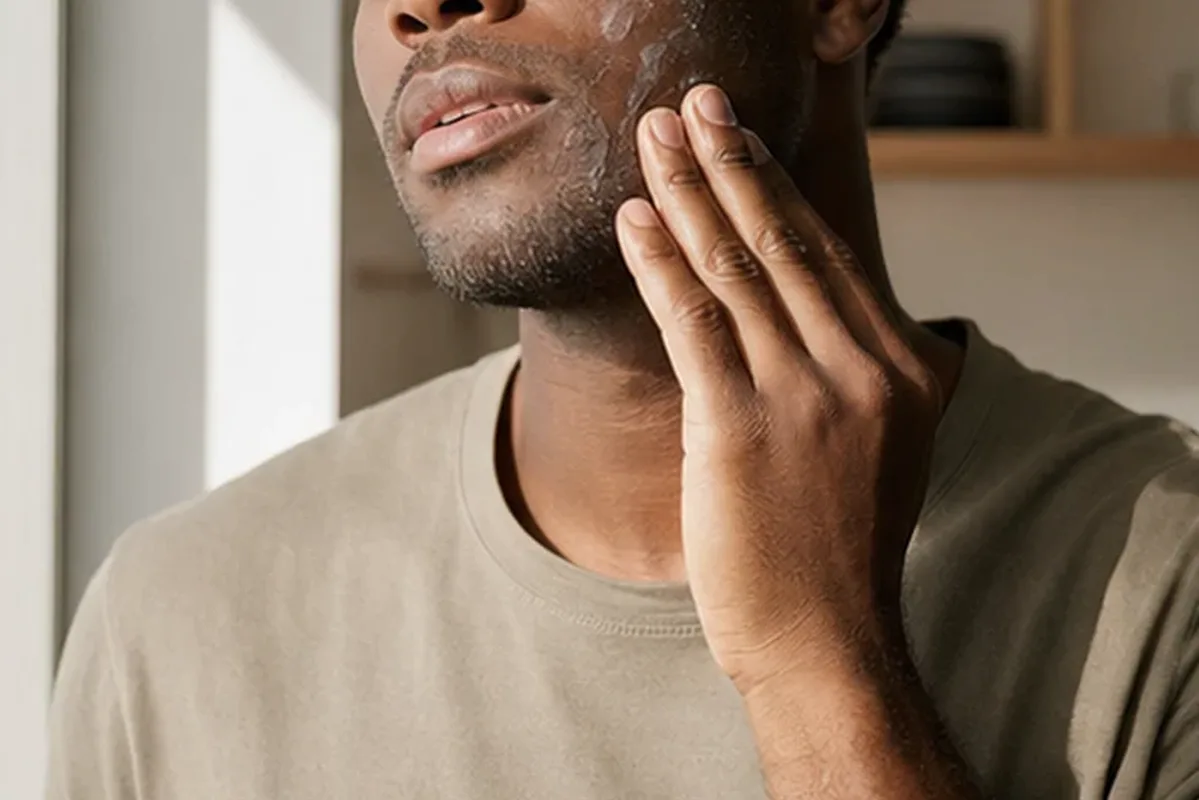 Authentische Beauty-Routine passend zum Thema Männer-Sonnenschutz bei Rasurbrand