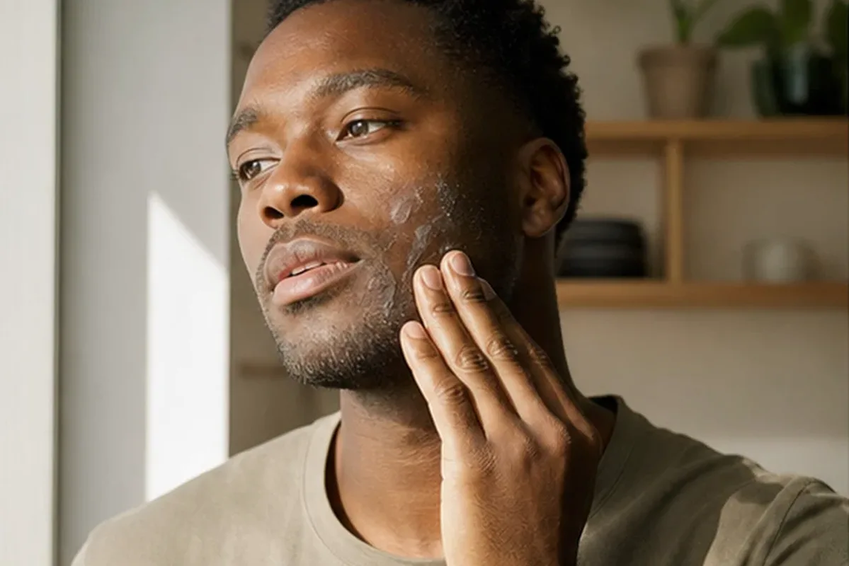 Authentische Beauty-Routine passend zum Thema Bartbalsam für fettige Haut