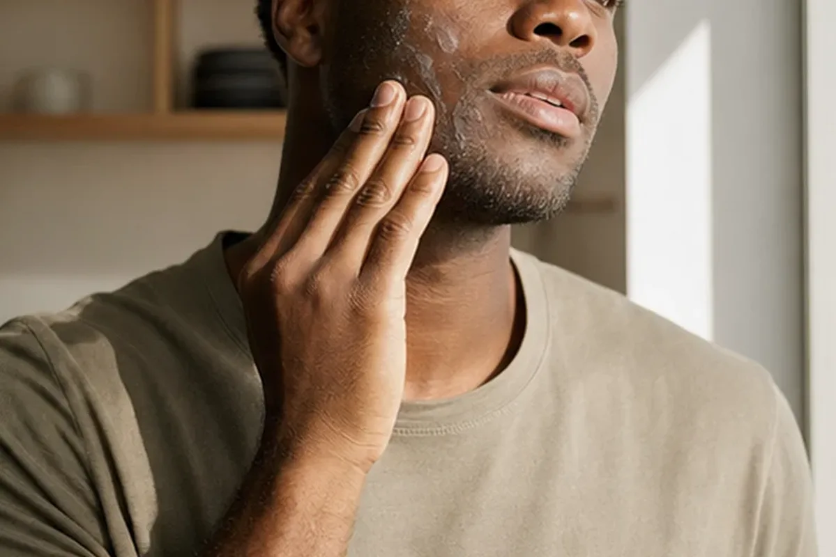 Authentischer Wohlfühlmoment passend zum Beauty-Thema Bartshampoo für einen lückenhaften Bart