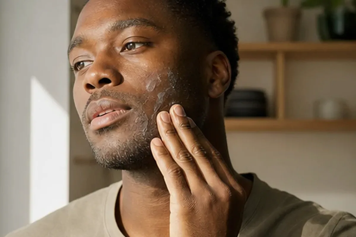 Authentischer Wohlfühlmoment passend zum Beauty-Thema After Shave bei wenig Zeit