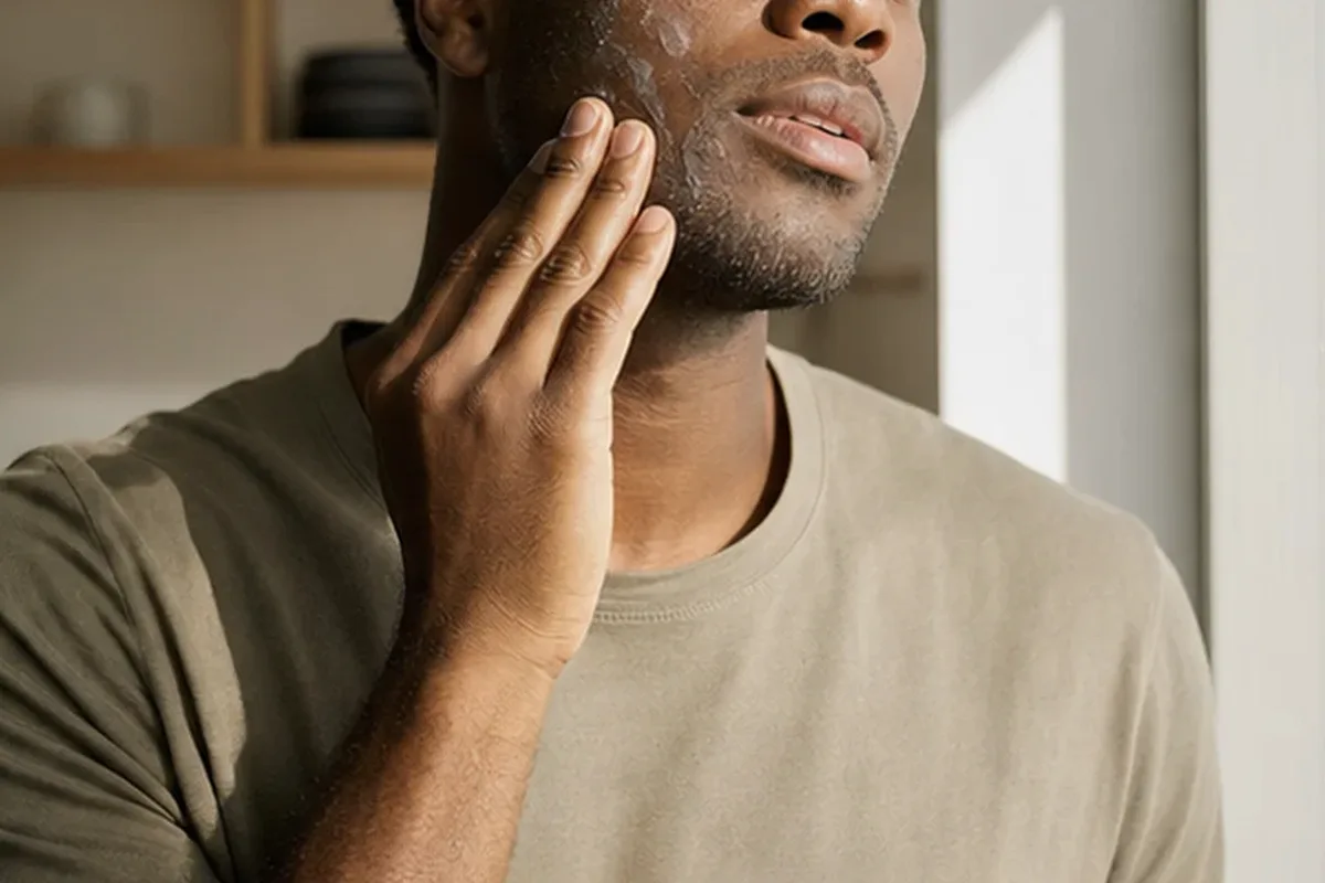 Authentische Beauty-Routine passend zum Thema Männer-Gesichtscreme bei Rasurbrand