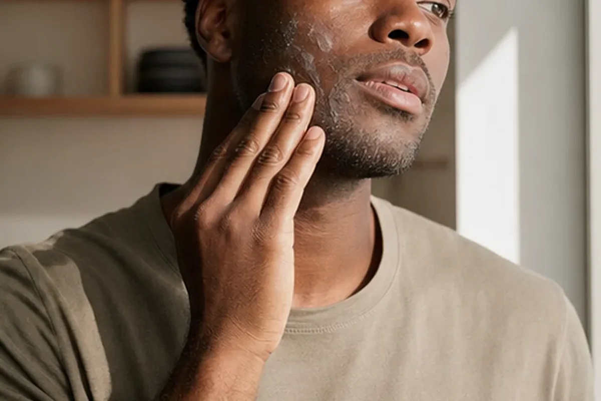 Redaktionelle Detailaufnahme zur Orientierung bei After Shave für trockene Haut