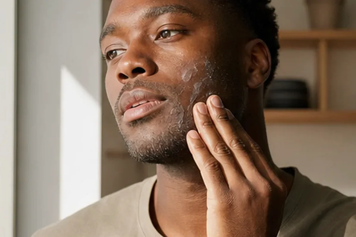 Authentische Beauty-Routine passend zum Thema Männer-Gesichtscreme bei Rasurbrand