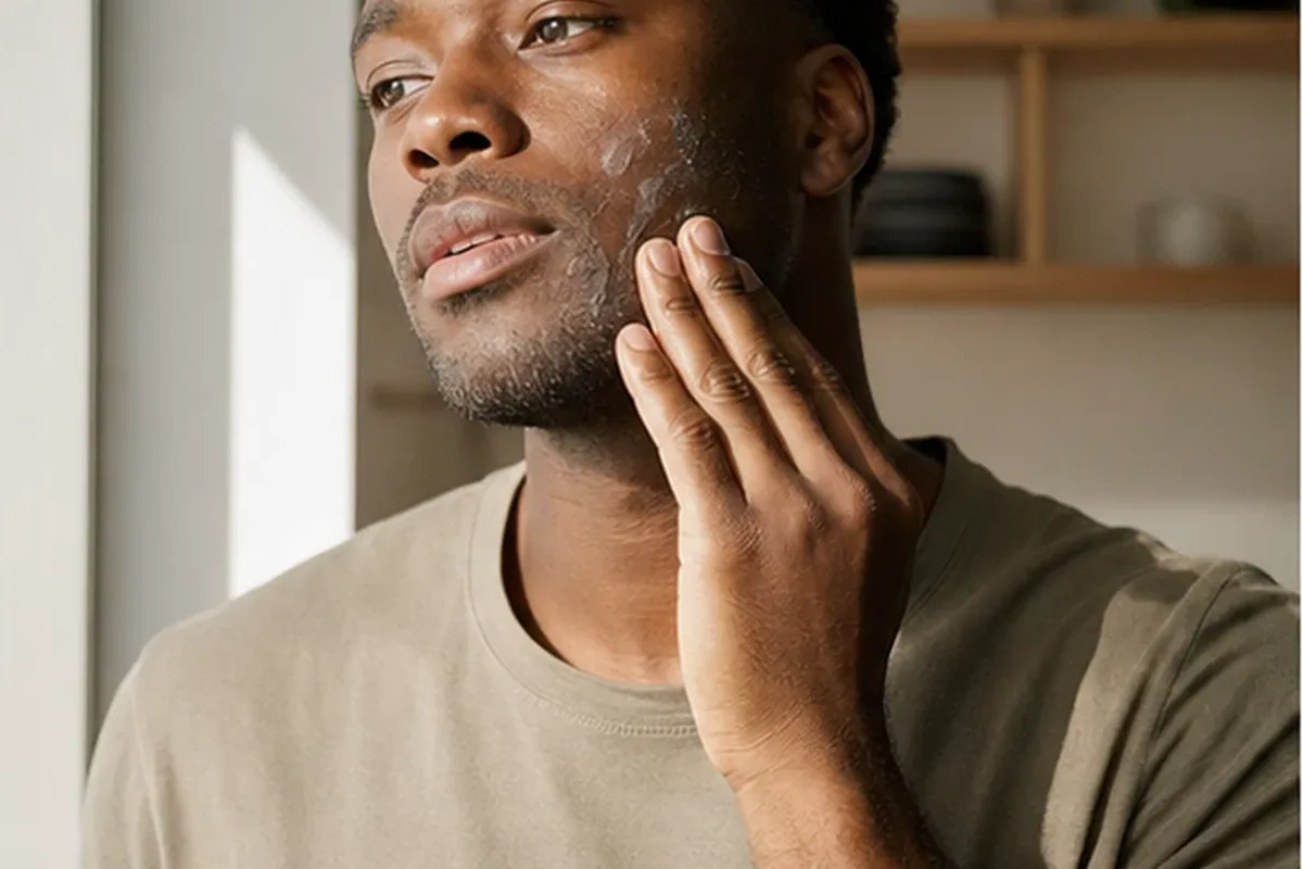 Authentischer Wohlfühlmoment passend zum Beauty-Thema Bartbalsam bei wenig Zeit
