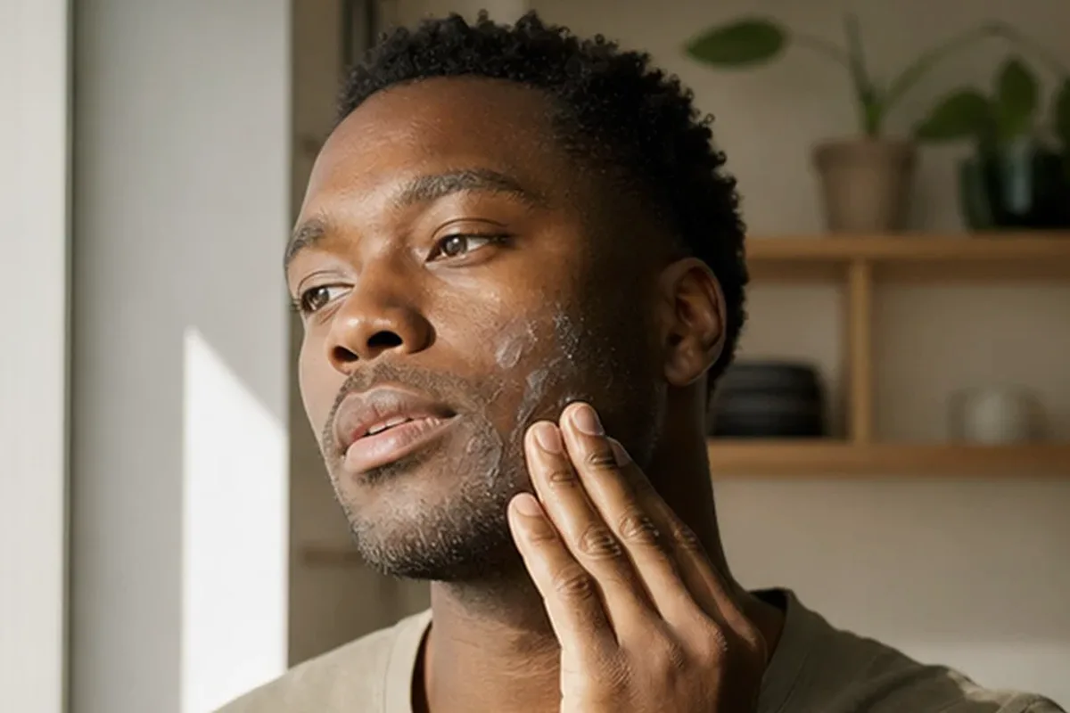 Authentischer Wohlfühlmoment passend zum Beauty-Thema Männer-Deodorant für trockene Haut