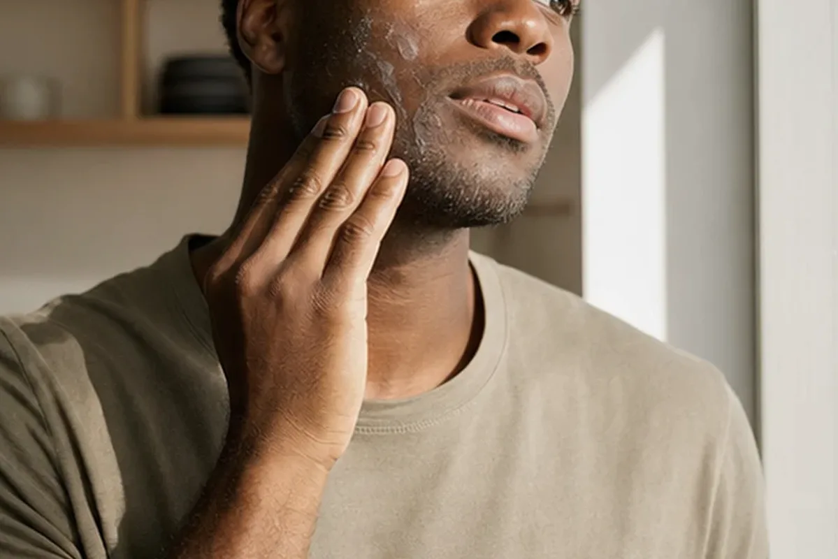 Emotionaler und authentischer Anwendungsmoment rund um After Shave für empfindliche Haut