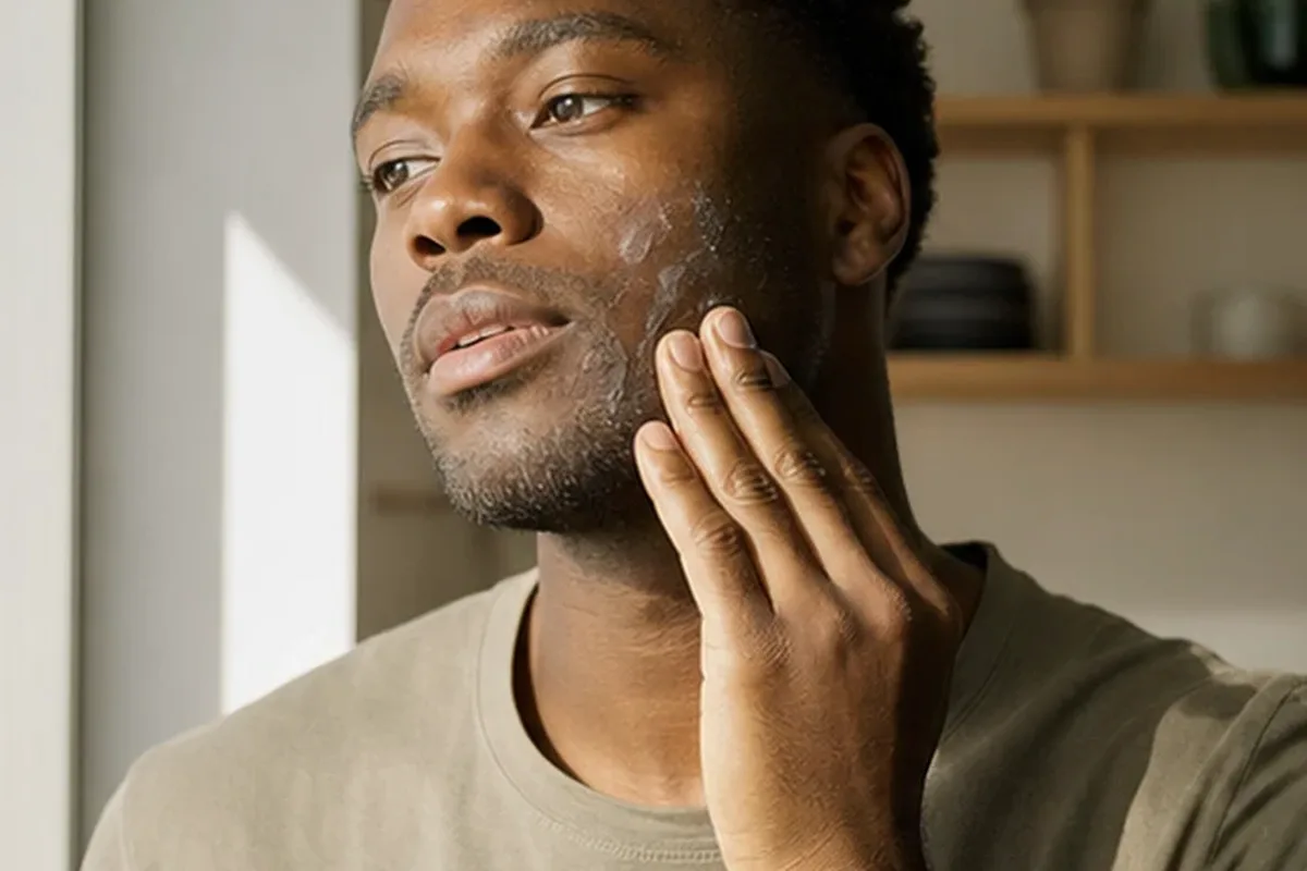 Hochwertige Beauty-Inszenierung zu Auswahlkriterien für Männer-Sonnenschutz bei wenig Zeit