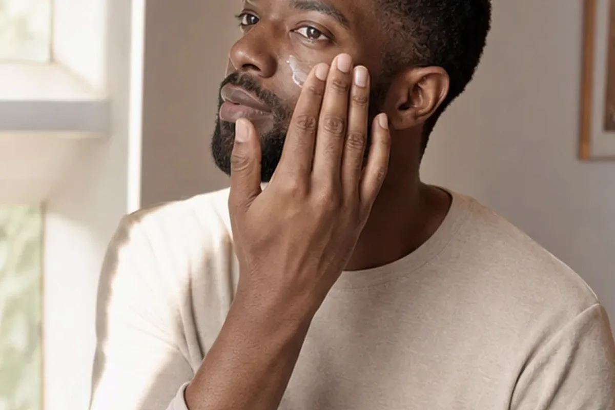 Authentischer Wohlfühlmoment passend zum Beauty-Thema Augenpflege für unreine Haut
