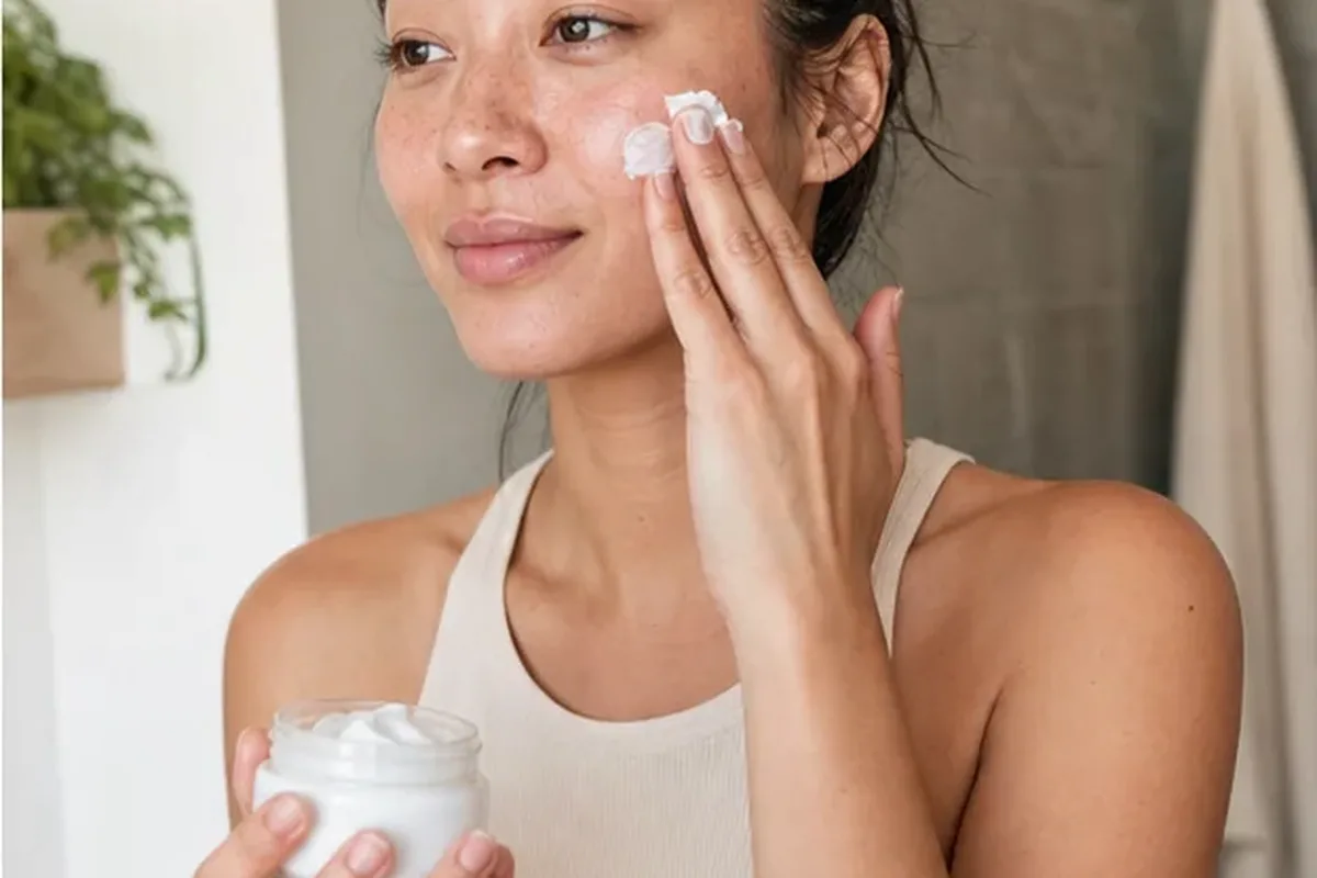 Authentischer Wohlfühlmoment passend zum Beauty-Thema Gesichtsmaske für fettige Haut