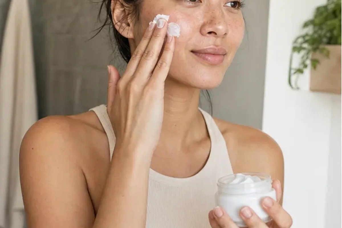 Emotionaler und authentischer Anwendungsmoment rund um Anti-Aging-Routine bei ersten Fältchen