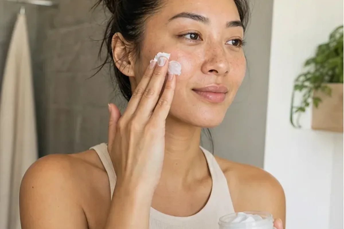 Authentischer Wohlfühlmoment passend zum Beauty-Thema Hyaluron-Serum für empfindliche Haut