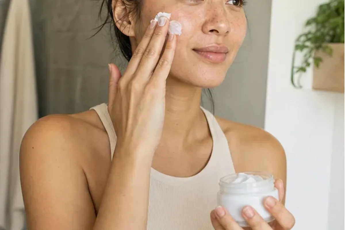 Authentischer Wohlfühlmoment passend zum Beauty-Thema Gesichtsmaske für unreine Haut