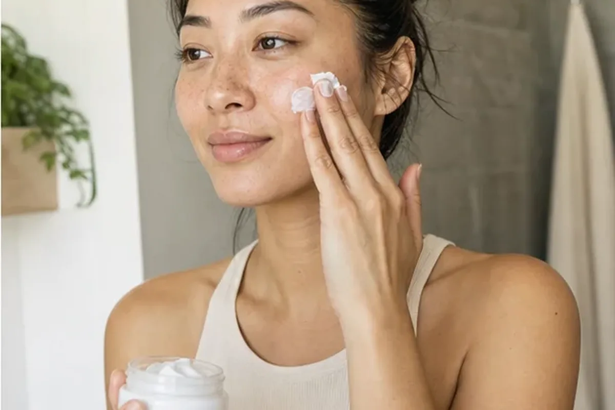 Authentischer Wohlfühlmoment passend zum Beauty-Thema Feuchtigkeitsserum für unreine Haut