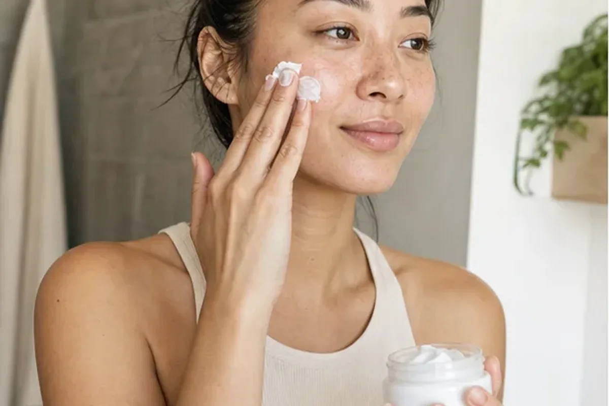 Authentischer Wohlfühlmoment passend zum Beauty-Thema Feuchtigkeitsserum für empfindliche Haut