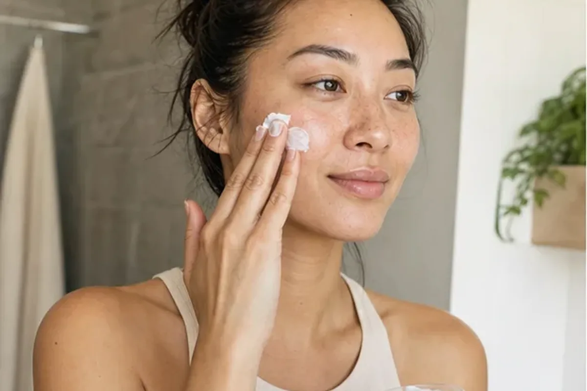 Authentischer Wohlfühlmoment passend zum Beauty-Thema Gesichtsreinigung bei ersten Fältchen