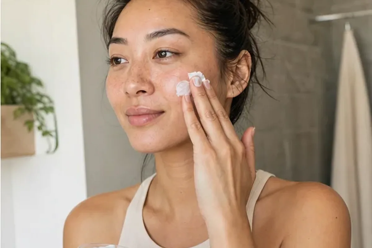 Authentischer Wohlfühlmoment passend zum Beauty-Thema Niacinamid-Serum für empfindliche Haut