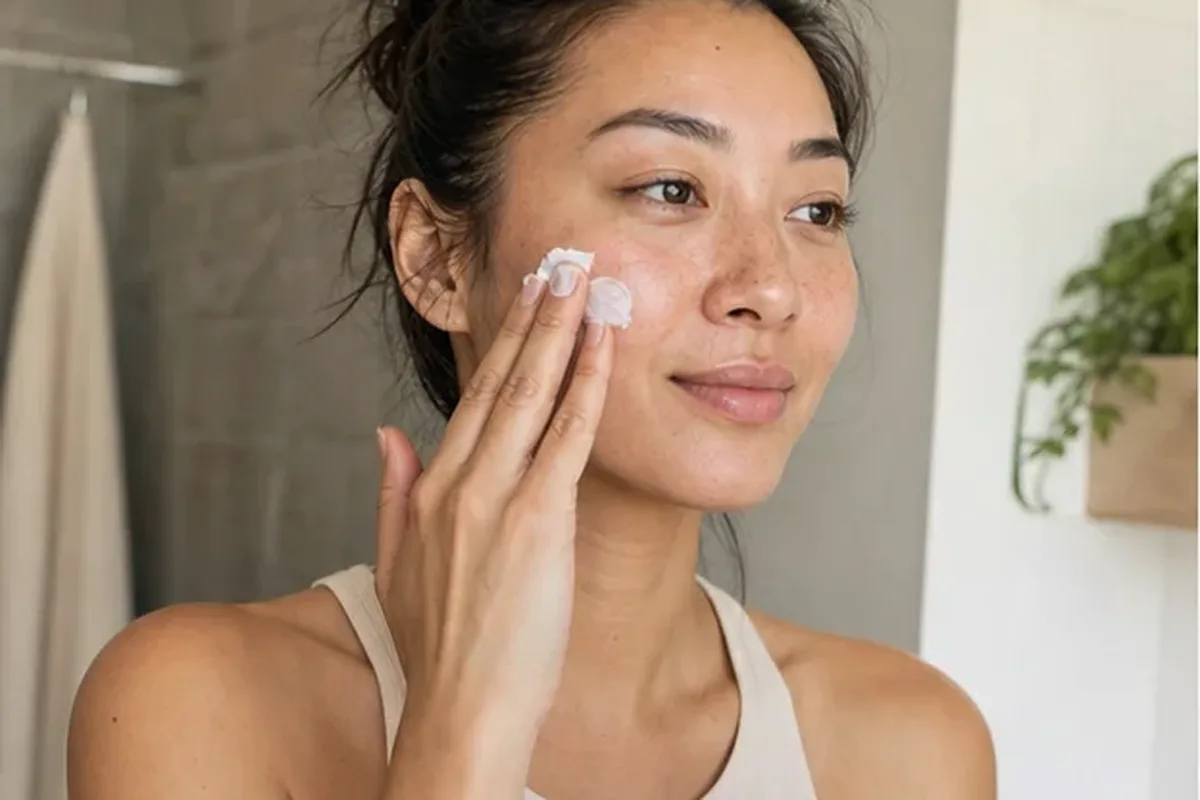 Authentischer Wohlfühlmoment passend zum Beauty-Thema Retinol-Serum bei Pigmentflecken