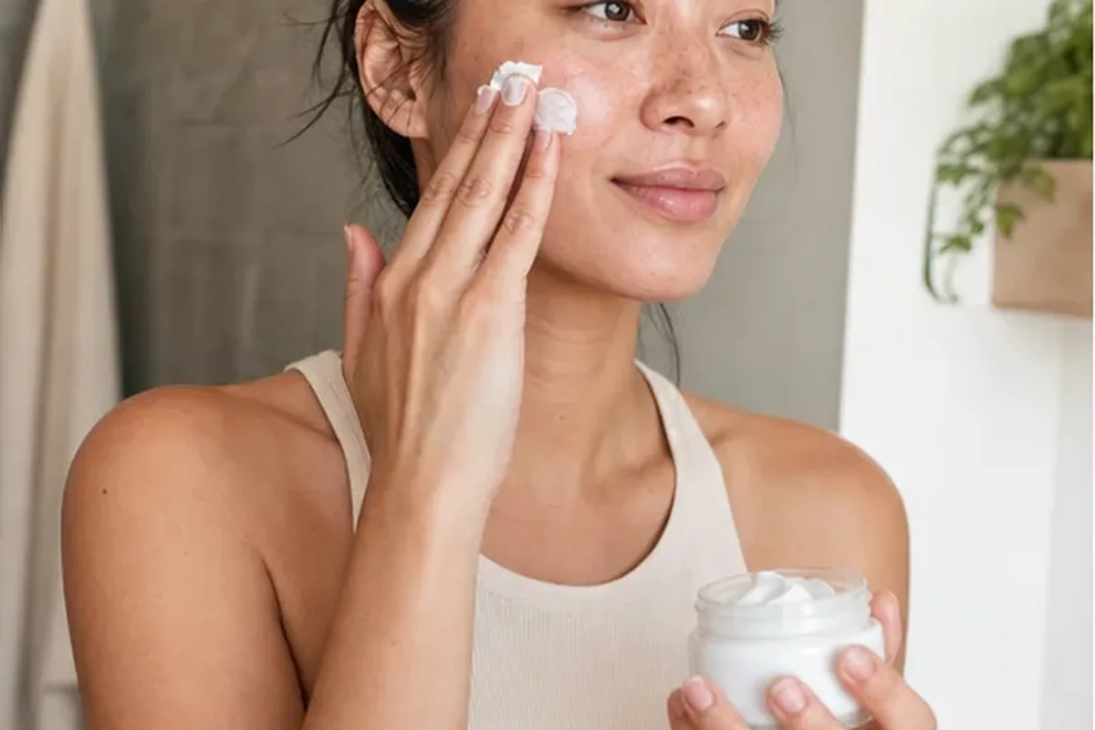Authentischer Wohlfühlmoment passend zum Beauty-Thema Hautbarriere-Pflege bei ersten Fältchen