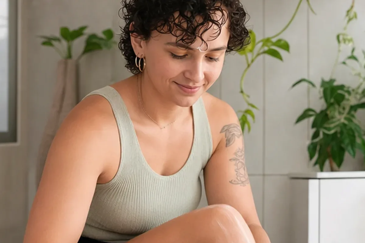 Emotionaler und authentischer Anwendungsmoment rund um Rasiergel für langanhaltende Glätte