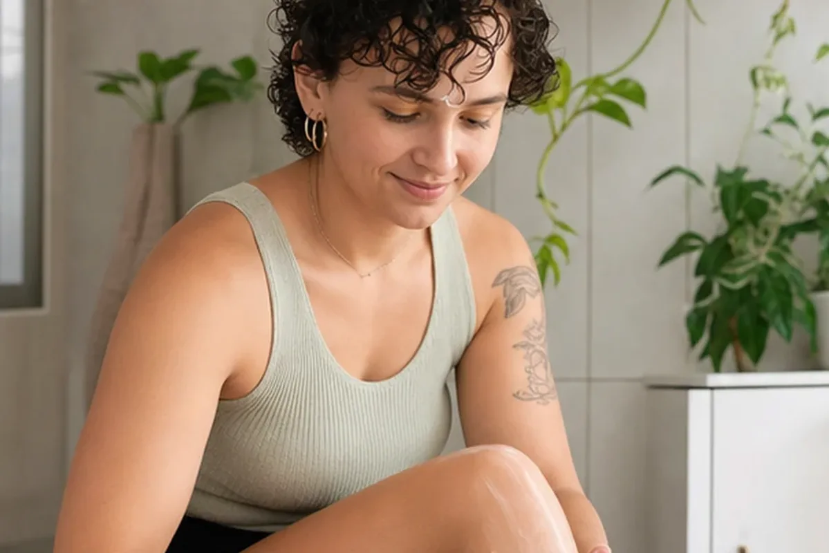 Redaktioneller Beauty-Moment zur Ausgangslage bei Enthaarungscreme für eine schnelle Anwendung