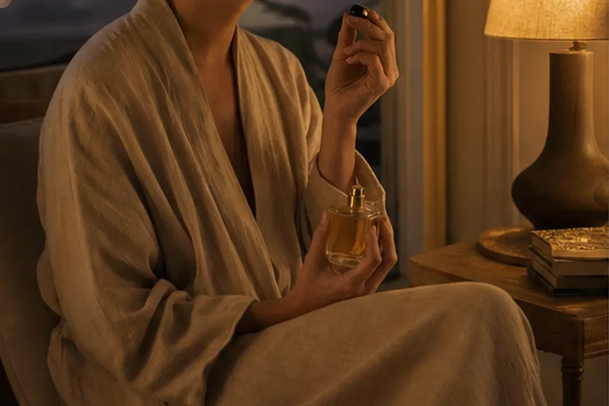Authentischer Wohlfühlmoment passend zum Beauty-Thema Winterparfum für einen minimalistischen Stil