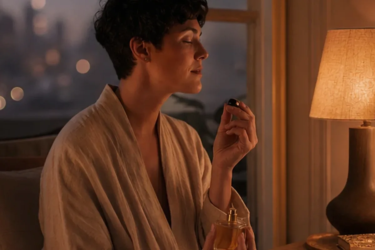 Redaktionelle Detailaufnahme zur Orientierung bei Eau de Parfum bei kaltem Wetter