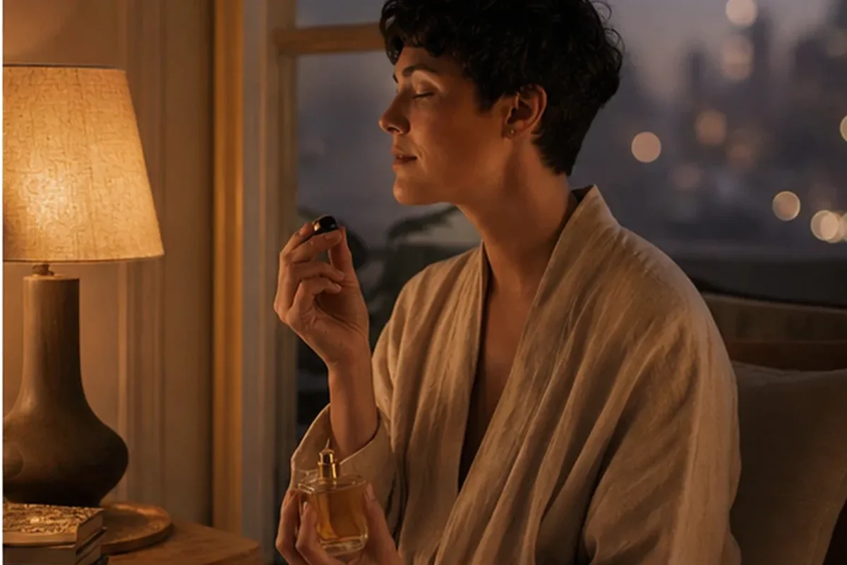 Authentischer Wohlfühlmoment passend zum Beauty-Thema Winterparfum für einen eleganten Stil