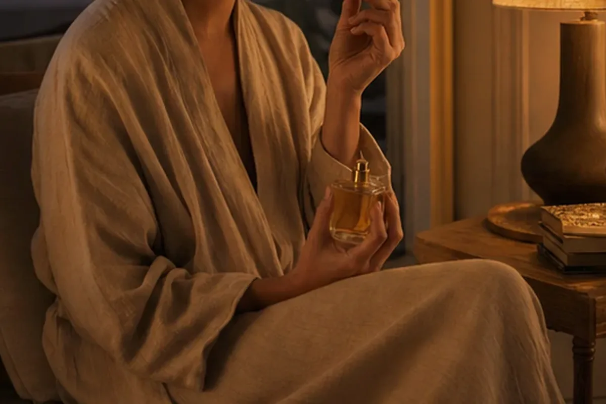 Hochwertige Beauty-Inszenierung zu Auswahlkriterien für Winterparfum bei kleinem Budget