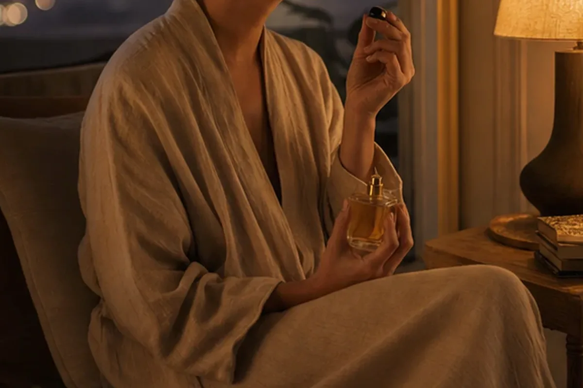 Authentischer Wohlfühlmoment passend zum Beauty-Thema Abendduft für einen minimalistischen Stil