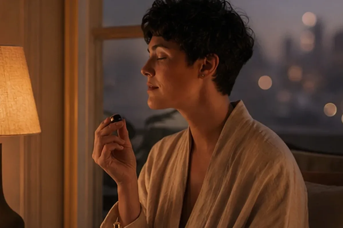 Authentische Beauty-Routine passend zum Thema Holziger Duft bei kaltem Wetter
