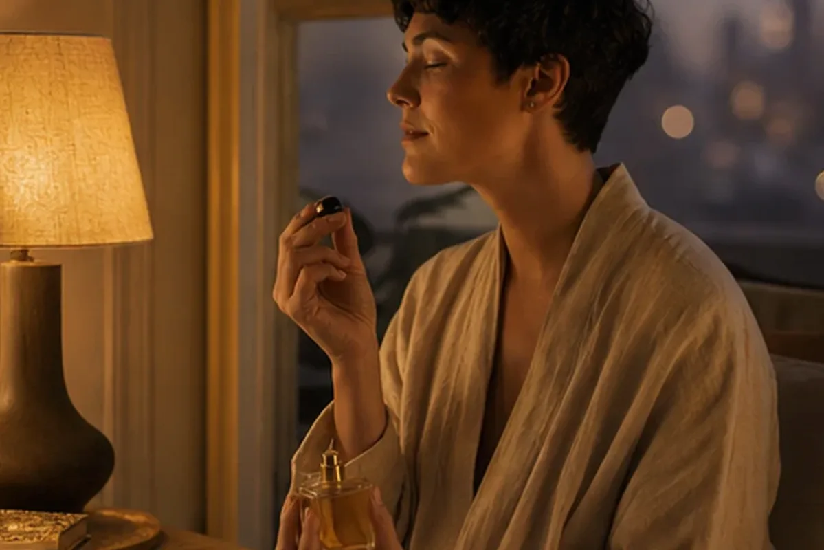 Authentische Beauty-Routine passend zum Thema Winterparfum bei warmem Wetter