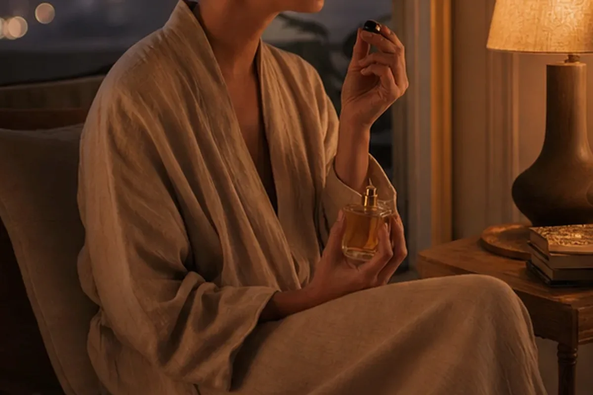 Emotionaler und authentischer Anwendungsmoment rund um Eau de Toilette für einen eleganten Stil