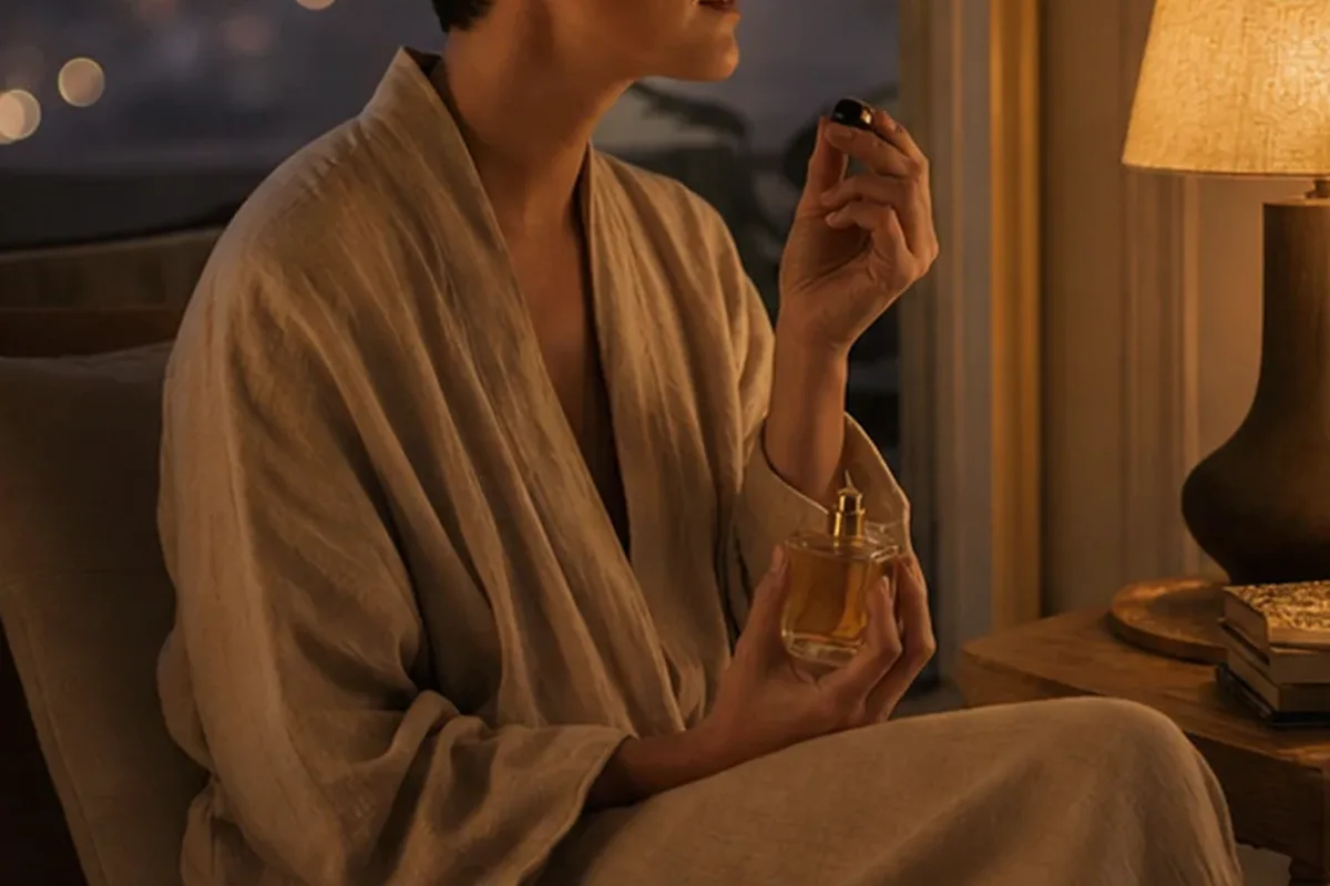 Authentischer Wohlfühlmoment passend zum Beauty-Thema Eau de Parfum für sensible Nasen