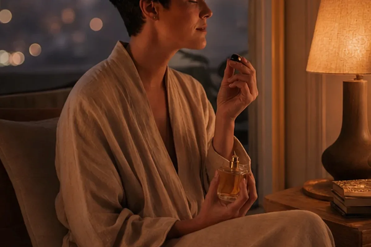 Authentischer Wohlfühlmoment passend zum Beauty-Thema Nischenduft für einen eleganten Stil