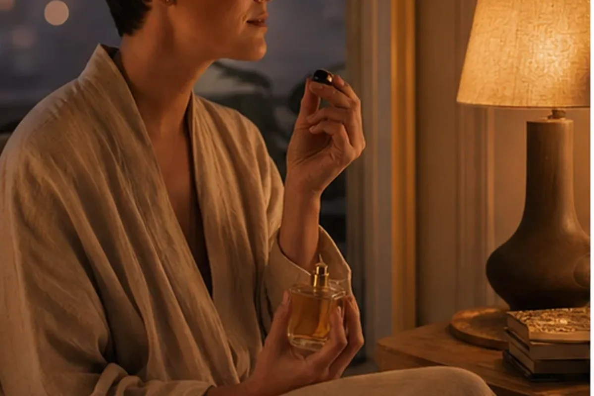 Redaktionelle Detailaufnahme zur Orientierung bei Unisex-Parfum bei warmem Wetter