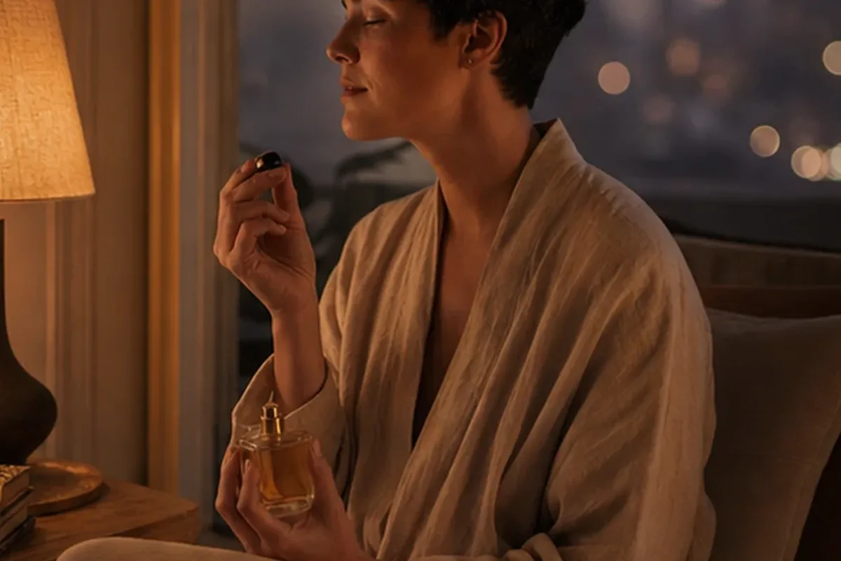 Authentischer Wohlfühlmoment passend zum Beauty-Thema Winterparfum für einen eleganten Stil