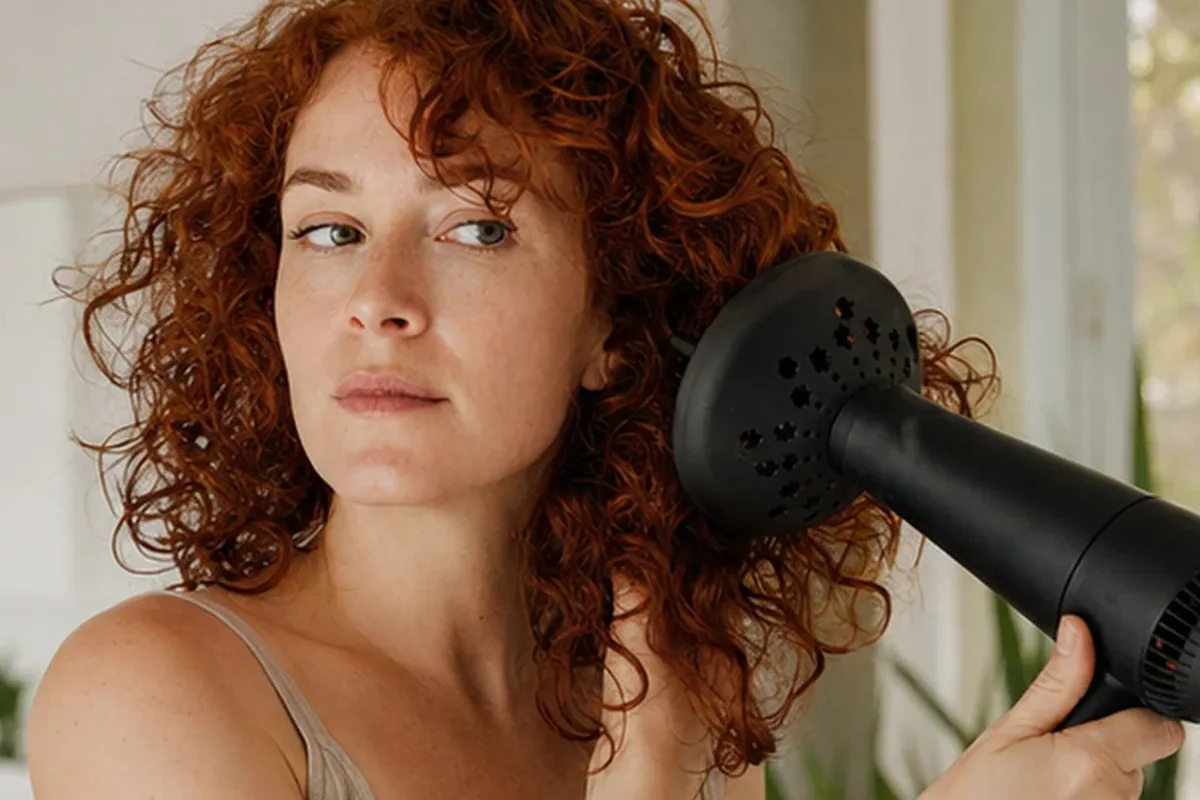Authentischer Wohlfühlmoment passend zum Beauty-Thema Anti-Frizz-Pflege für lockiges Haar