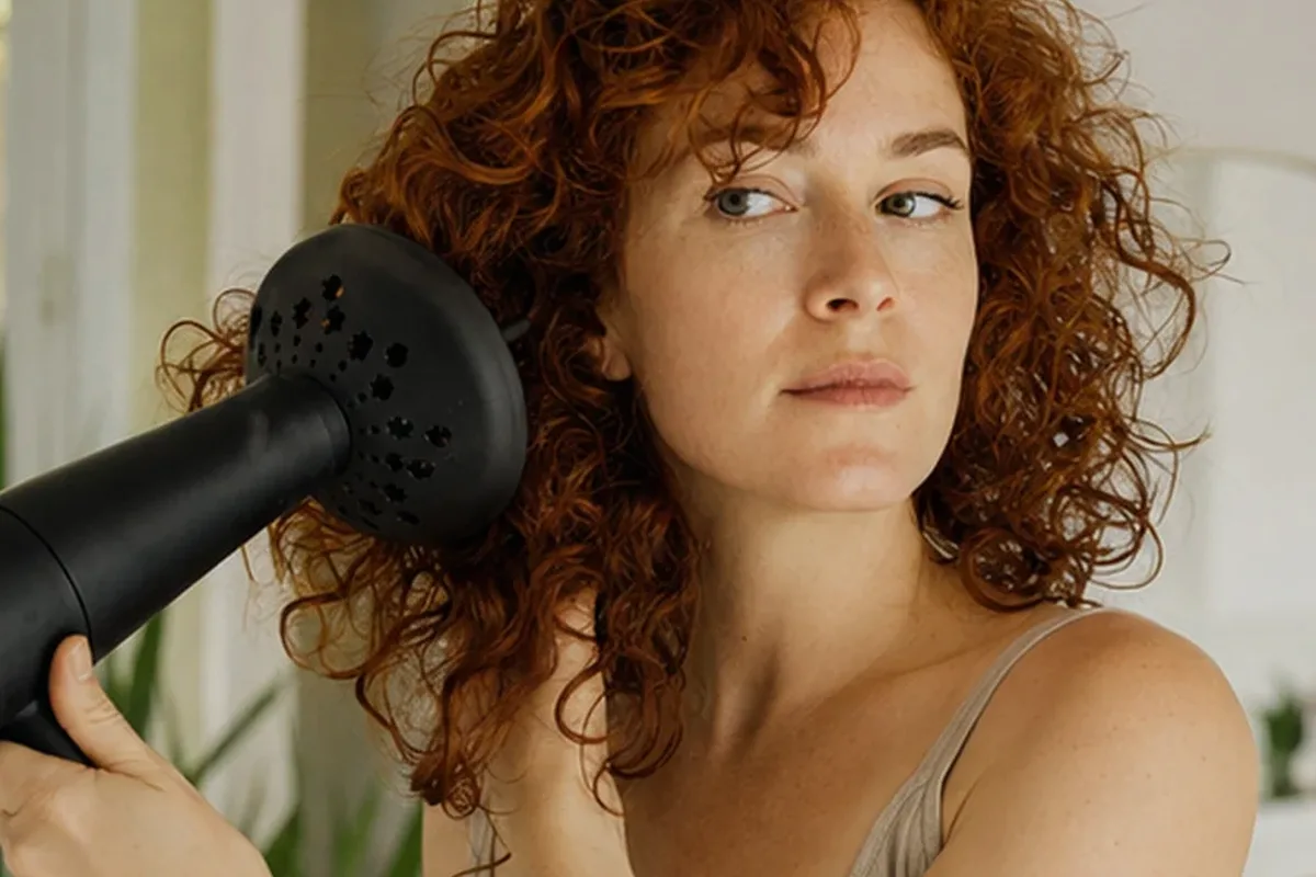 Authentischer Wohlfühlmoment passend zum Beauty-Thema Volumenspray für lockiges Haar