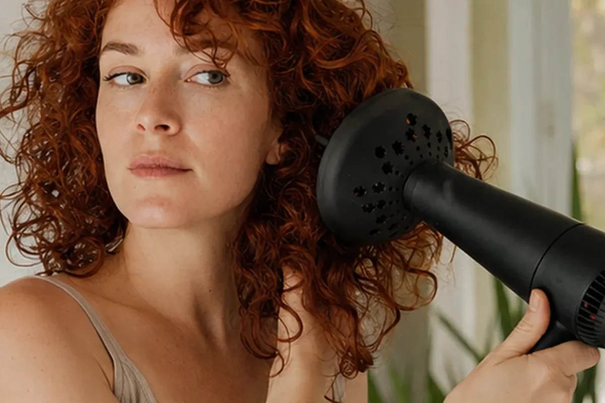 Authentischer Wohlfühlmoment passend zum Beauty-Thema Tiefenreinigungsshampoo für lockiges Haar
